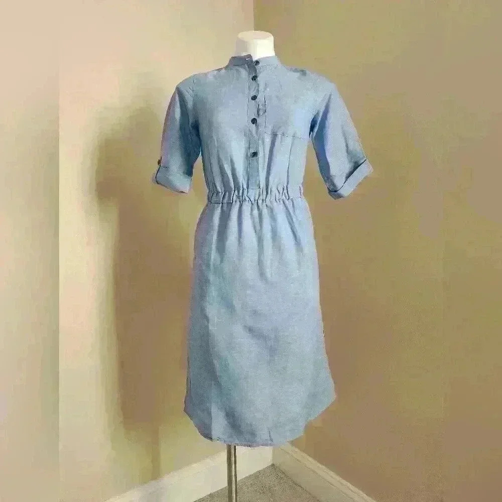 Ann Taylor blue button dress